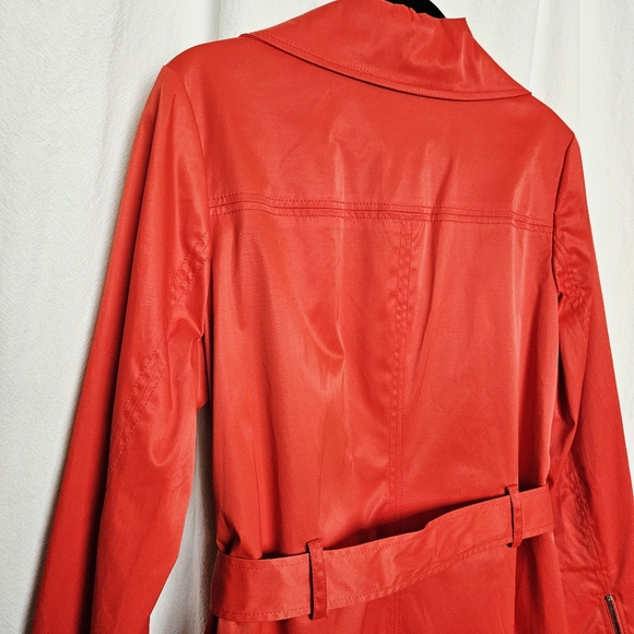 MOSSIMO Womens Red Y2K Retro Classic Preppy Belted Trench Coat Jacket Sz XL NEW! - Picture 11 of 14